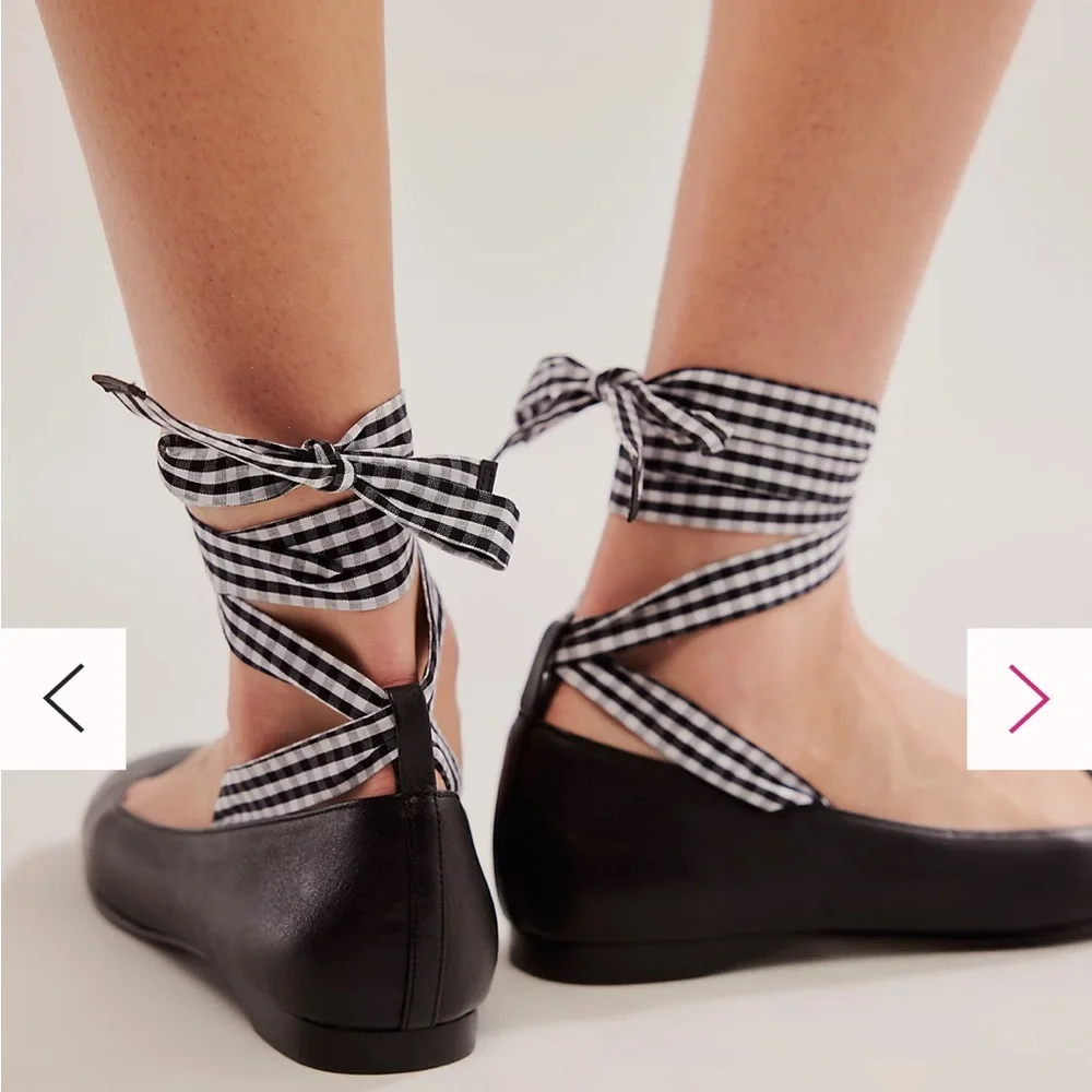 Free People Jeffrey Campbell That’s a wrap ballet flats black white gingham - Picture 3 of 9